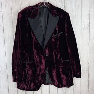 VTG Delton Purple Plum Velvet Tuxedo Jacket Evening Blazer Sport Coat Size 44L